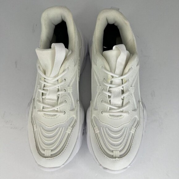 Womens Ivory Low Top Mesh Lace Up Athletic Sneakers Size 9 Running Shoes - Picture 4 of 10